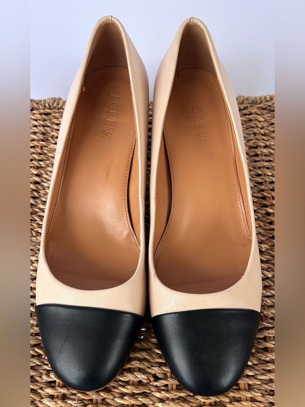 J. Crew Factory Women’s Bryn Cap Toe Leather Block Heels Size 8